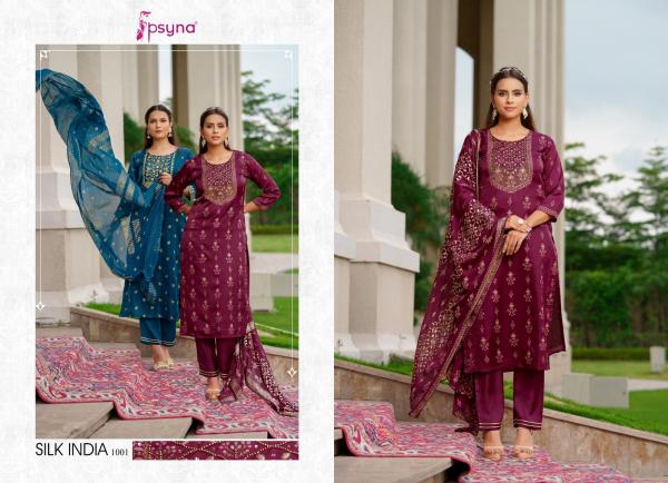 Psyna Silk India Fancy sILK Kurti With Bottom Dupatta Collection